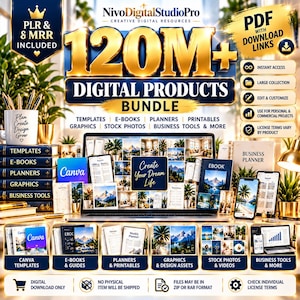120 Millionen Digitale Produkte Bundle | PLR MRR, Canva Vorlagen, E-Books, Planer, Printables | PDF mit Download-Links