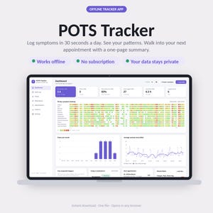 POTS Symptom Tracker App | Daily Log, Flare Diary, Trigger Patterns & Doctor Summary | Offline HTML App, No Subscription