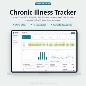 Chronic Illness Symptom Tracker App | Daily Log, Flare Diary, Trigger Patterns & Doctor Summary | Offline HTML App, No Subscription