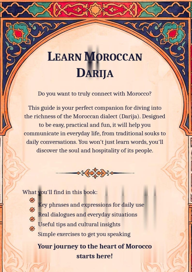 Learn Moroccan Darija PDF | Beginner Phrasebook With Arabic Script ...
