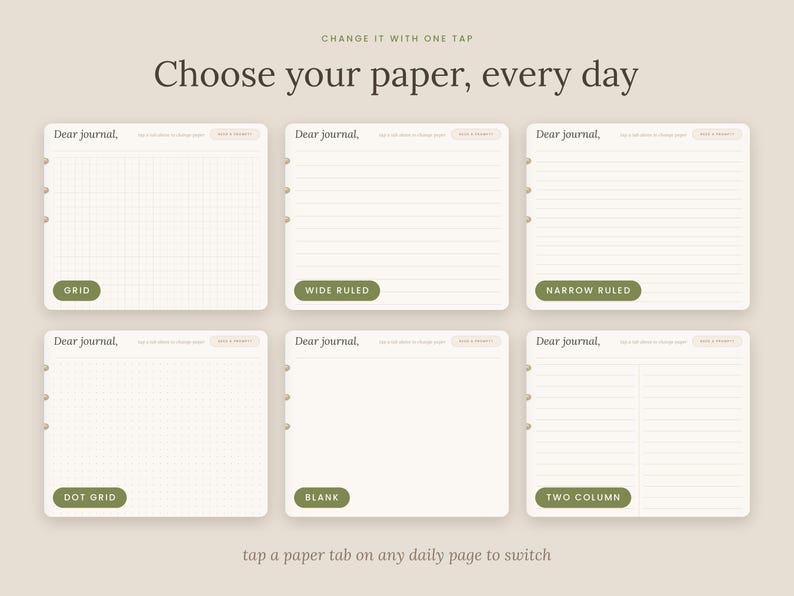 Digital Journal, Undated Daily iPad Diary, Goodnotes Template ...
