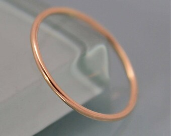 Thread Ring 18k SOLID .8mm Yellow Gold Thin Thread Spacer Round Simple Stacking Band Ring  Shiny Finish Eco-friendly Recycled Gold
