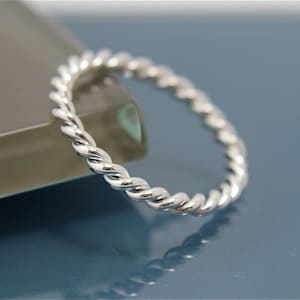 Silver Twist Ring Thick Twisted Rope Infinity Band Stacking Ring 3mm Recycled Silver Shiny Finish