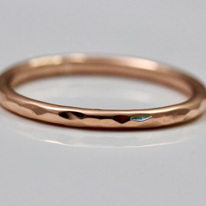 Rose Gold Hammered Ring 14k Solid Gold Band 1.6mm Texture Men's or Women's Recycled Gold Eco-Friendly Stacking