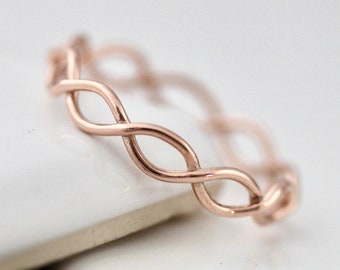 Celtic Twist Ring 14k Solid Rose Gold Rope Woven Knot Infinity Wedding  Band Shiny Finish Ring Eco Friendly Recycled Gold
