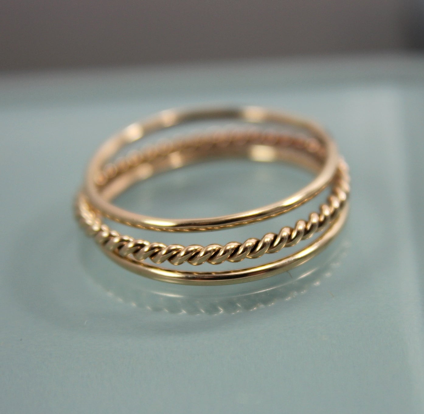 Thin Gold Rings Set of 3 14k SOLID Yellow Gold Stack 1 Very Etsy