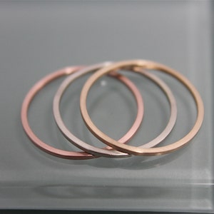 Solid Gold Ring Set of 3 Square 1mm 14k SOLID Gold 1mm Stacking Band Rings Brushed Finish Tri Color or You Choose Yellow Rose or White Gold