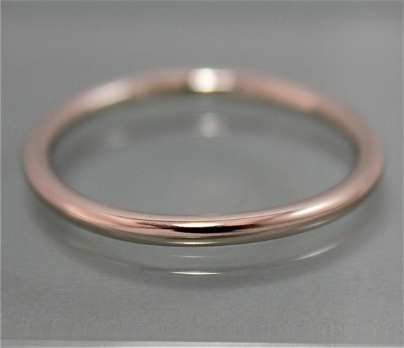 White Gold Ring 14k SOLID Gold Wedding Stacking Band Ring Full Round 1.6mm Smooth Shiny Finish Eco Friendly Recycled Gold