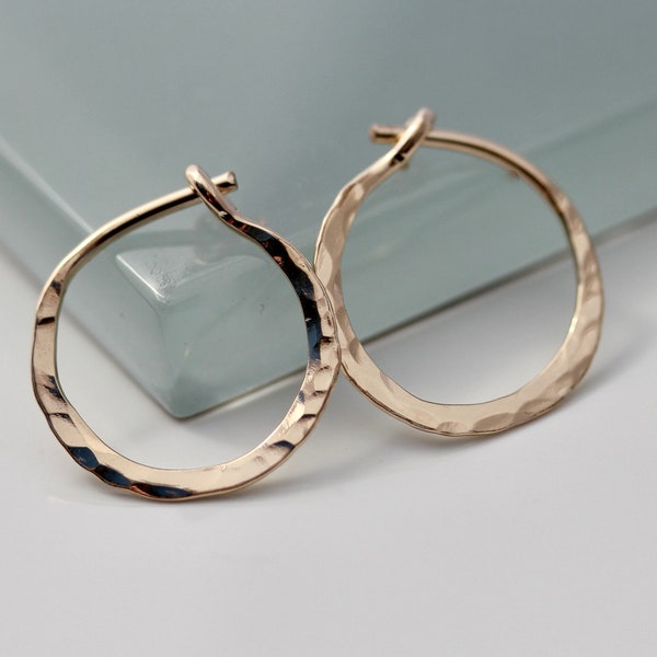 1/2" 14k Gold Filled Hoops Hammered Hoop Earrings Basic Hoops Flat Brushed Or Flat Shiny Tiny Hoops Silver Option by Tinysparklestudio