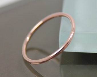 Rose Gold Ring 14k SOLID 1.3mm Wedding Stacking Band Smooth Shiny Finish Eco Friendly Recycled Gold