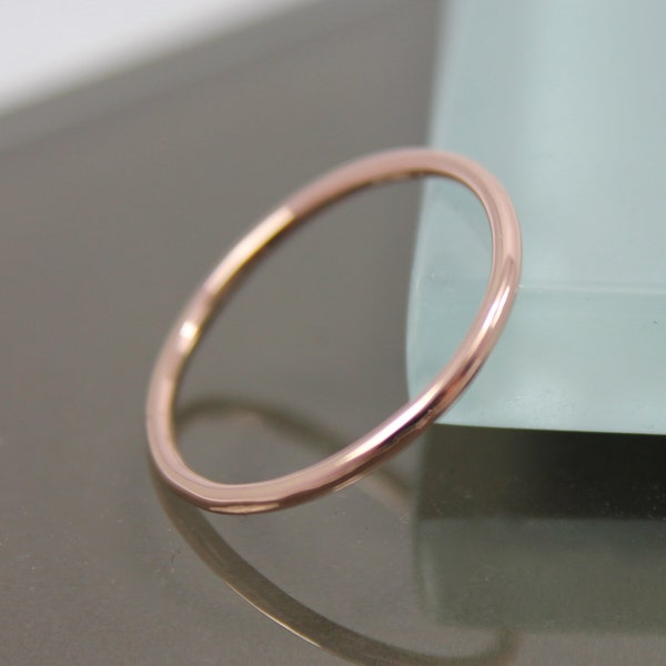 Rose Gold Ring 14k SOLID 1.3mm Wedding Stacking Band Smooth Shiny Finish Eco Friendly Recycled Gold