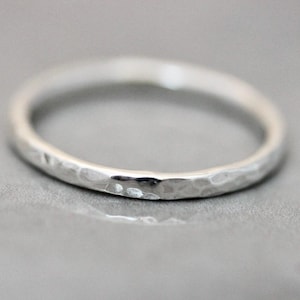 Hammered Silver Ring 2mm Minimalist Simple Stacking Band Ring Recycled Sterling Silver Shiny or Matte Finish Option by Tinysparklestudio