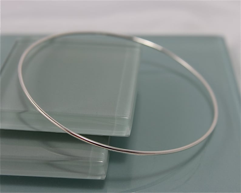 Sterling Silver Shiny Thin Bangle Bright Finish Stacking Bracelet Eco Friendly Recycled Silver