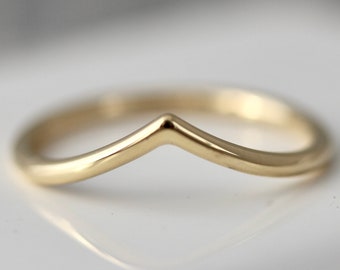 V Ring 18k Solid Gold 1.5mm Thick Wishbone Ring Nesting Ring Custom Option By Tinysparklestudio