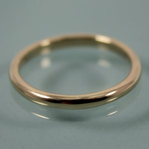 14k Gold Wedding Ring 2mm X 1.5mm Half Round Band Stacking Ring Eco Friendly Recycled Gold Shiny Finish