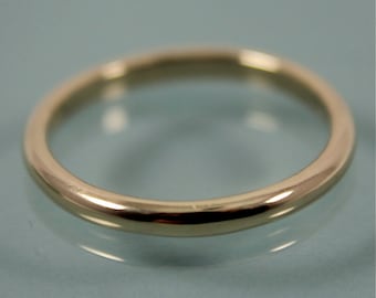 14k Gold Wedding Ring 2mm X 1.5mm Half Round Band Stacking Ring Eco Friendly Recycled Gold Shiny Finish