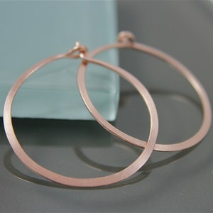 Rose Gold Hoops 1&quot; Rose Gold Filled Flat Hammered Satin Brushed Hoop Earrings Small Rose Gold Hoops Simple Hoops by Tinysparklestudio