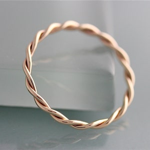 Relaxed Twist Ring 2.6mm 14k SOLID Yellow Gold  Infinity Loose Chunky Wedding Band  Stack Ring Spacer Rose Gold Option Recycled