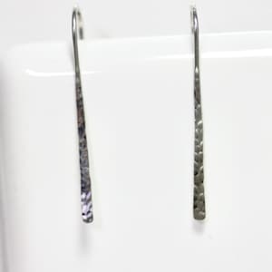 Silver Threader Earrings 1 1/2" Matchstick Earrings Recycled Sterling Silver Hand Hammered Shiny Finish Gold Filled or 14k Gold Option