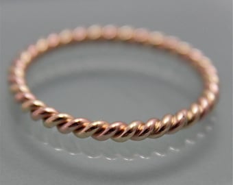 Two Tone 14k SOLID Gold 1.5mm Twisted Rope Infinity Band Stacking Wedding Ring Mixed Metals 14k Rose and Yellow Gold Eco Friendly Recycled