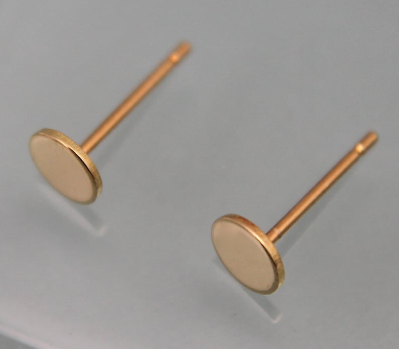 18k Earrings Circle Dot Disk 5mm 18k SOLID Yellow Gold Studs Shiny Finish Recycled Eco Friendly Gold image 3