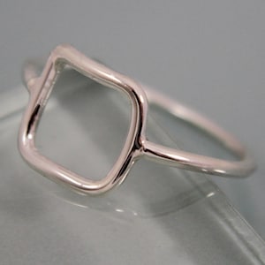 Square Silver Ring 9mm Square Geometric Statement Ring Smooth or Hammered Finish Eco Friendly Recycled Sterling Silver