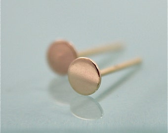 Gold Stud Earrings Simple  14k Gold 4mm Disc Dot Stud Earrings Circle Solid Sustainable Recycled Gold