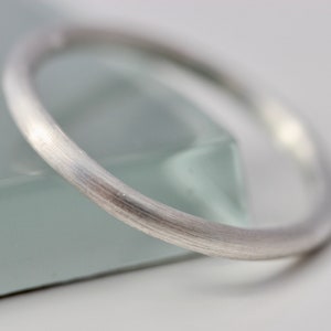Brushed Sterling Silver Ring 2mm Minimalist Simple Stacking Band Ring  Recycled Silver Shiny or Hammered Finish by Tinysparklestudio