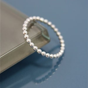 Ball Chain Stacking Ring Sterling Silver Shiny Finish