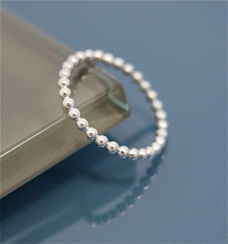 Ball Chain Stacking Ring Sterling Silver Shiny Finish image 1