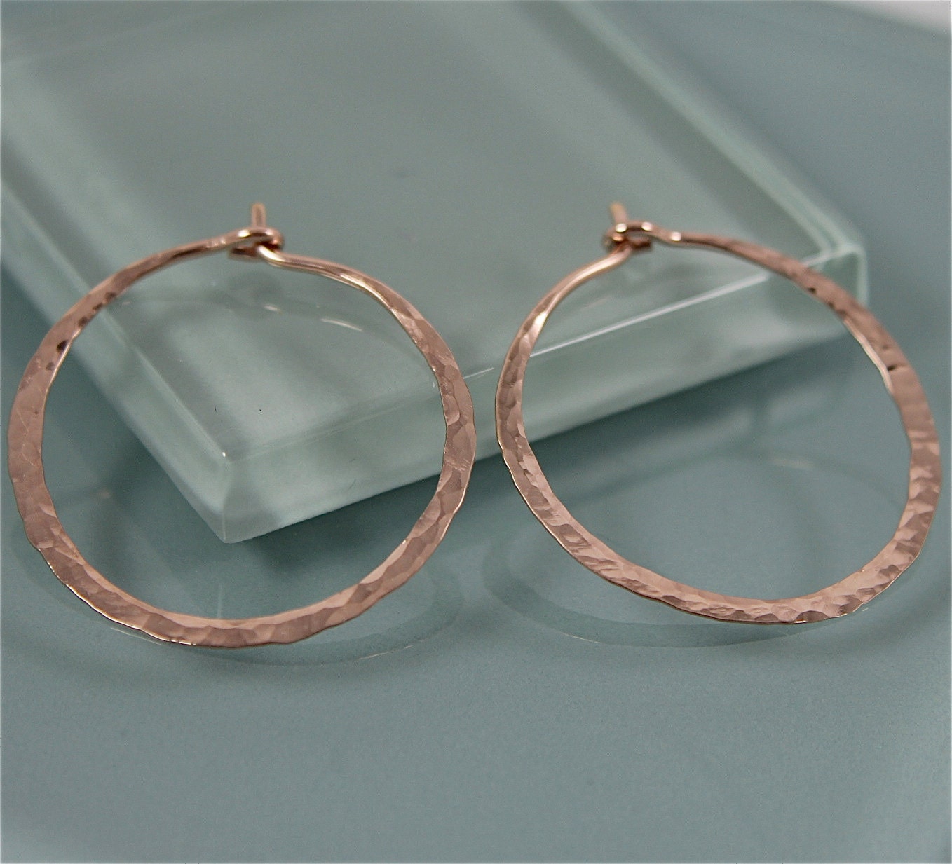 Hoops Medium 1 Rose Gold Filled Hammered Texture Hoop - Etsy