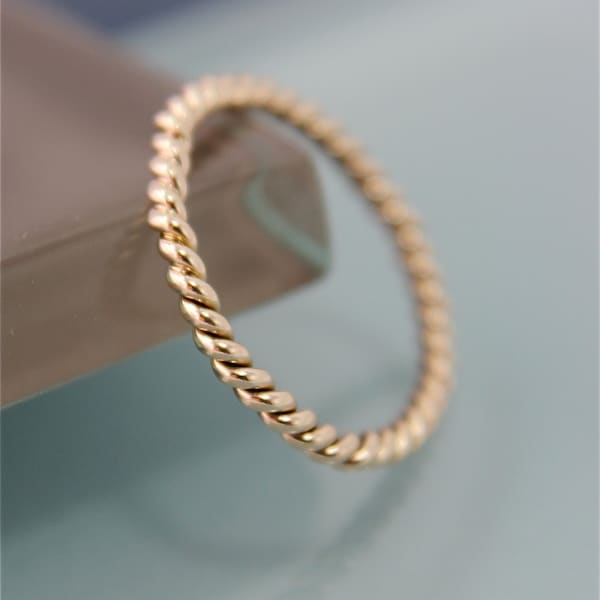 Twist Ring SOLID 14k Gold 2mm Wedding  Band Yellow Rose White Gold or 18k Option Twisted Rope Infinity  Shiny Finish Ring