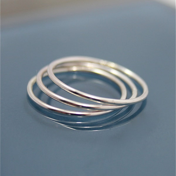 Silver Ring Stack Set of 3 Sterling Silver Thin Stacking Spacer Band Ring Smooth Shiny Finish EcoFriendly Recycled Silver