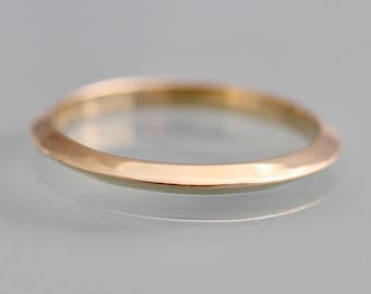 Knife Edge 14k Gold Ring 2mm Wide Triangle Profile Stacking Band Ring Recycled EcoFriendly 14k Rose Gold 14 White Gold And 18k Gold Option