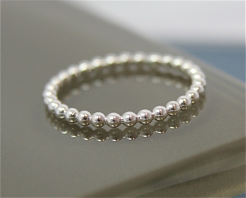Ball Chain Stacking Ring Sterling Silver Shiny Finish image 3
