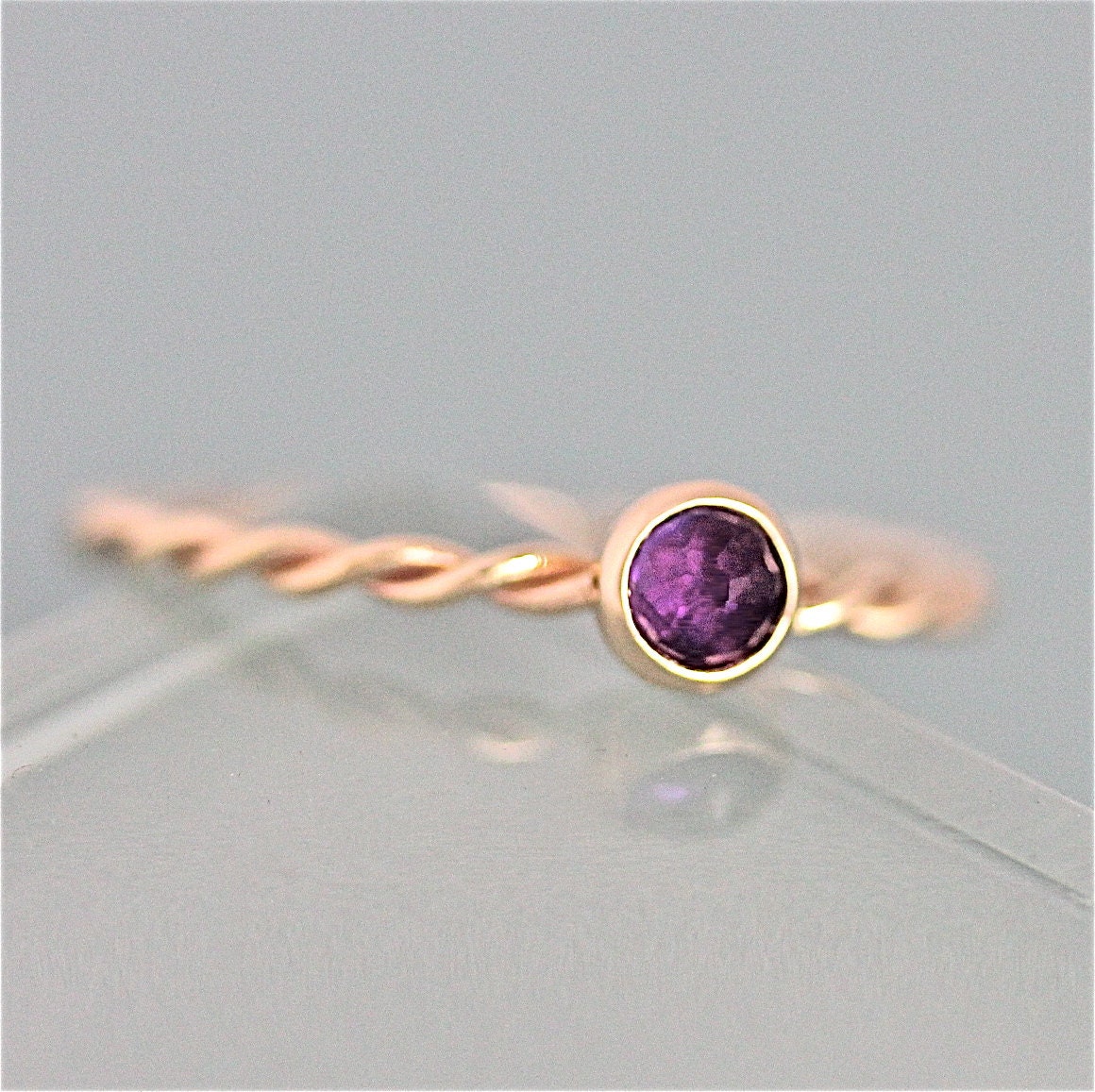 Amethyst Ring Twist 14k SOLID Gold February Birthstone Rope Infinity ...