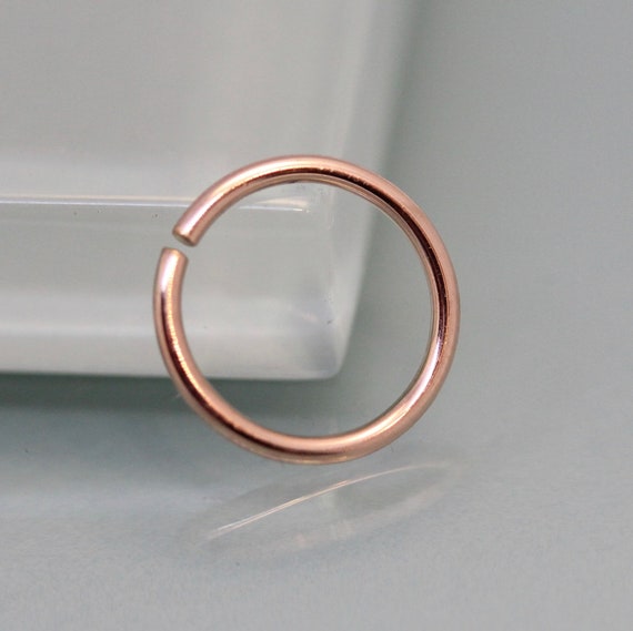 Nose Ring Hoop 14k SOLID Rose Gold 8mm Simple Endless Seamless | Etsy
