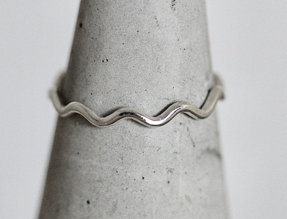 Zig Zag Ring Wavy Ring Sterling Silver 1.3mm Wave Ring