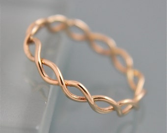 Celtic Twist Ring 14k Solid Gold Rope Woven Knot Infinity Wedding  Band Shiny Finish Ring Eco Friendly Recycled Gold