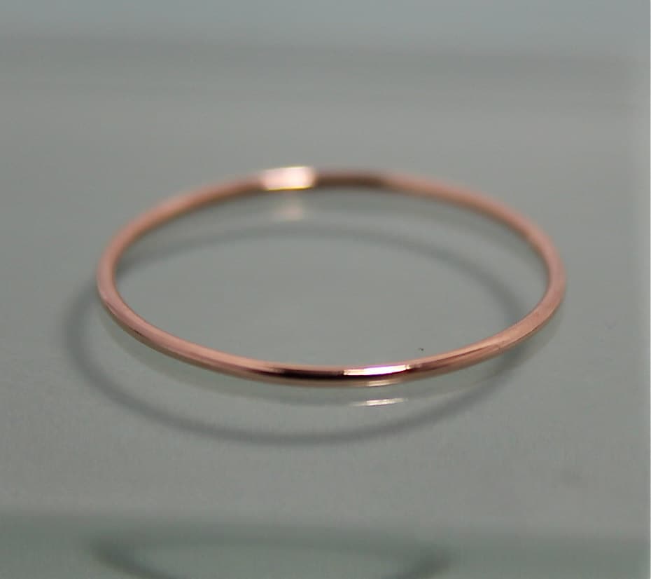 Thread Ring 14k SOLID .8mm Rose Gold Whisper Thin Round Simple Stacking ...