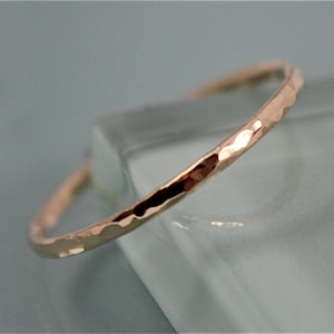 Gold Wedding Ring 14k SOLID Yellow Gold 1.3mm Stacking Band Hammered Texture Finish Eco Friendly Recycled Gold