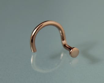 Nose Ring 14k SOLID Rose Gold 2mm Dot Simple Nose Ring Screw Stud Recycled Rose Gold Yellow Gold 18k Gold Sterling Silver 18ga or 20ga