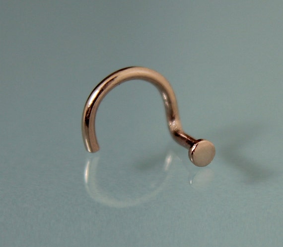 Nose Ring 14k SOLID Rose Gold 2mm Dot Simple Nose Ring Screw Stud Recycled Rose Gold Yellow Gold 18k Gold Sterling Silver 18ga or 20ga