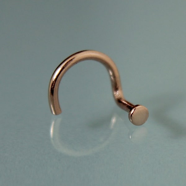 Nose Ring 14k SOLID Rose Gold 2mm Dot Simple Nose Ring Screw Stud Recycled Rose Gold Yellow Gold 18k Gold Sterling Silver 18ga or 20ga