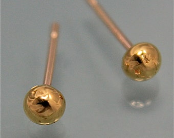 24k Studs Pure Solid Gold Tiny Rustic Nugget Ball Stud Earrings Shiny Finish Eco-Friendly Recycled Gold