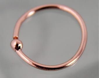 Nose Ring 14k SOLID Rose Gold 6mm Simple Nose Ring Hoop 20g Recycled Rose Gold Yellow Gold 18k Gold Sterling Silver