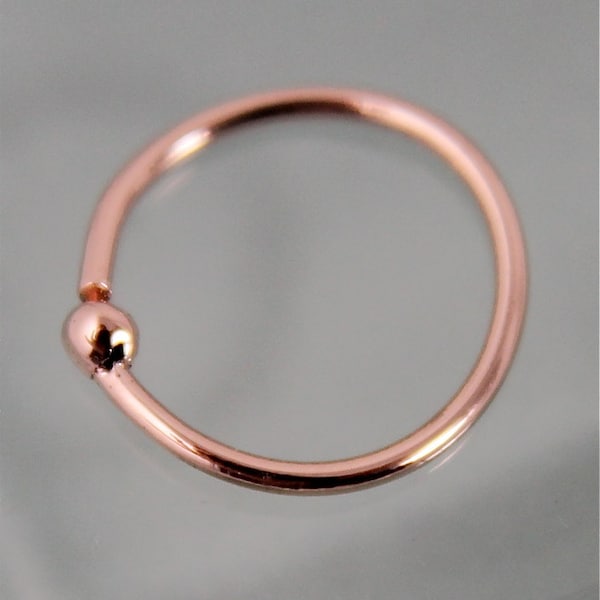 Nose Ring Hoop 14k SOLID Rose Gold 10mm Cartilidege Septum Earring 18g or 20g Recycled Rose Gold Yellow Gold 18k Gold Sterling Silver