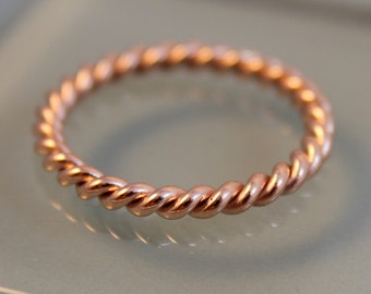 Twist Ring Rose Gold 2.5mm SOLID 14k Twisted Rope Infinity Wedding Band Sustainable Recycled Gold 18k Yellow 18 Rose Gold Option