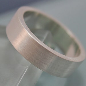 Men's Sterling Silver Ring Wedding Band 6mm Wide by 2mm Thick Modern Industrial Brushed Eco Friendly Recycled Silver