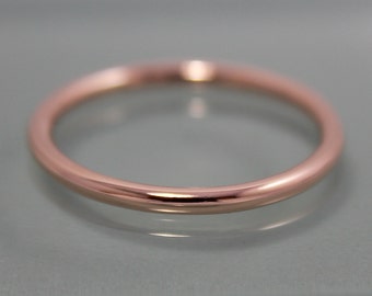 Rose Gold Ring 14k  SOLID Stacking Band Full Round 1.5mm Smooth Shiny Finish Eco Friendly Recycled Gold